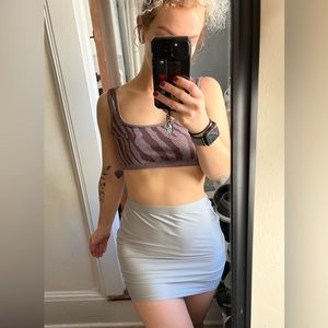 Silver Metallic Bodycon Skirt